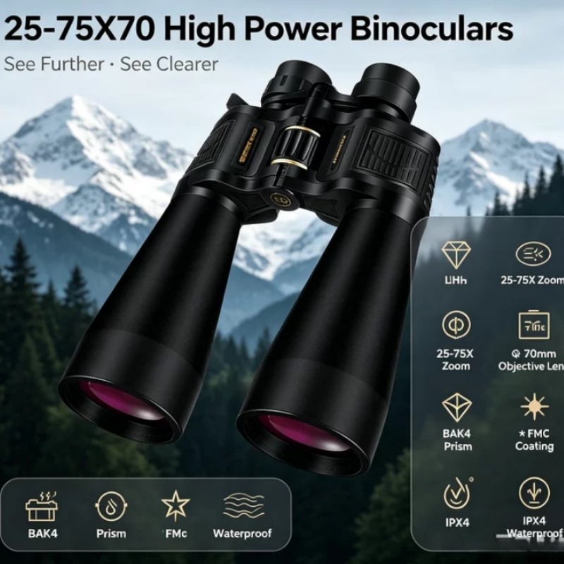 National Geographic Telescope 70Mm - Lornetka BORWOLF 25-75X70 z dużymi soczewkami,