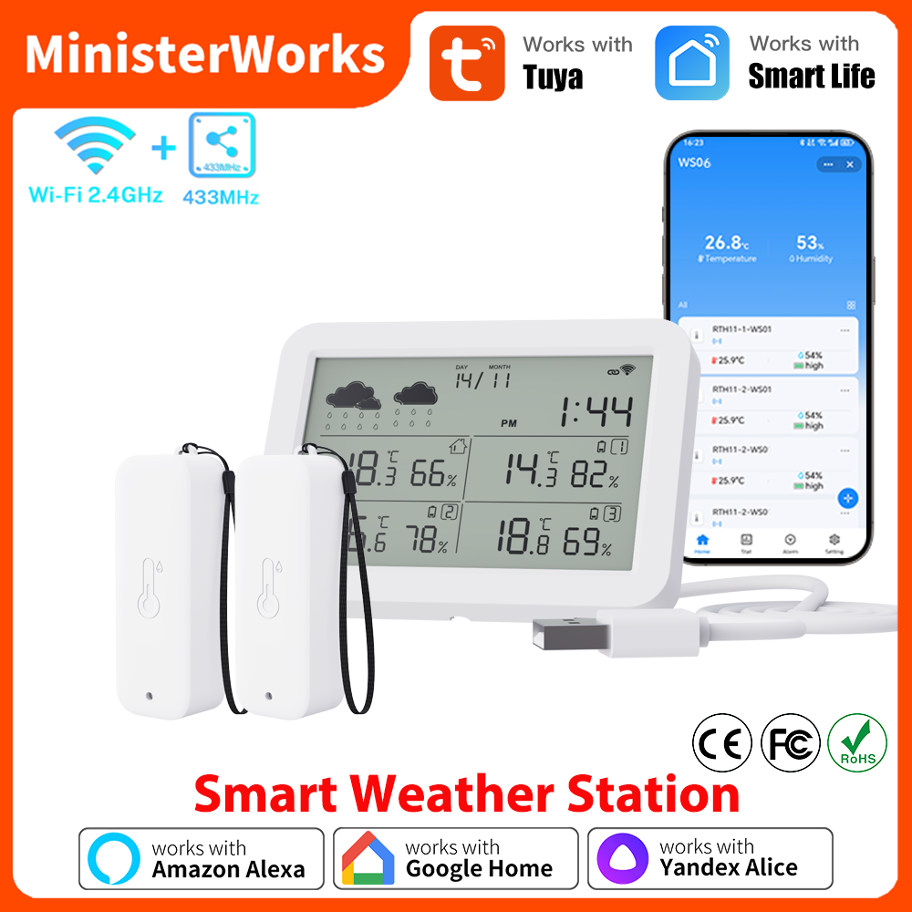 Weather Station Indoor - Stacja pogodowa Tuya WiFi RF433 Bezprzewodowy
