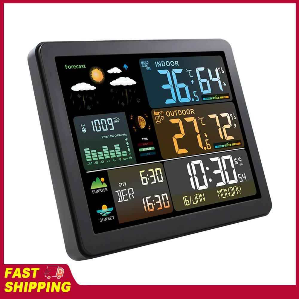 Weather Station Indoor - Wielofunkcyjny inteligentny zegar pogodowy z dużym