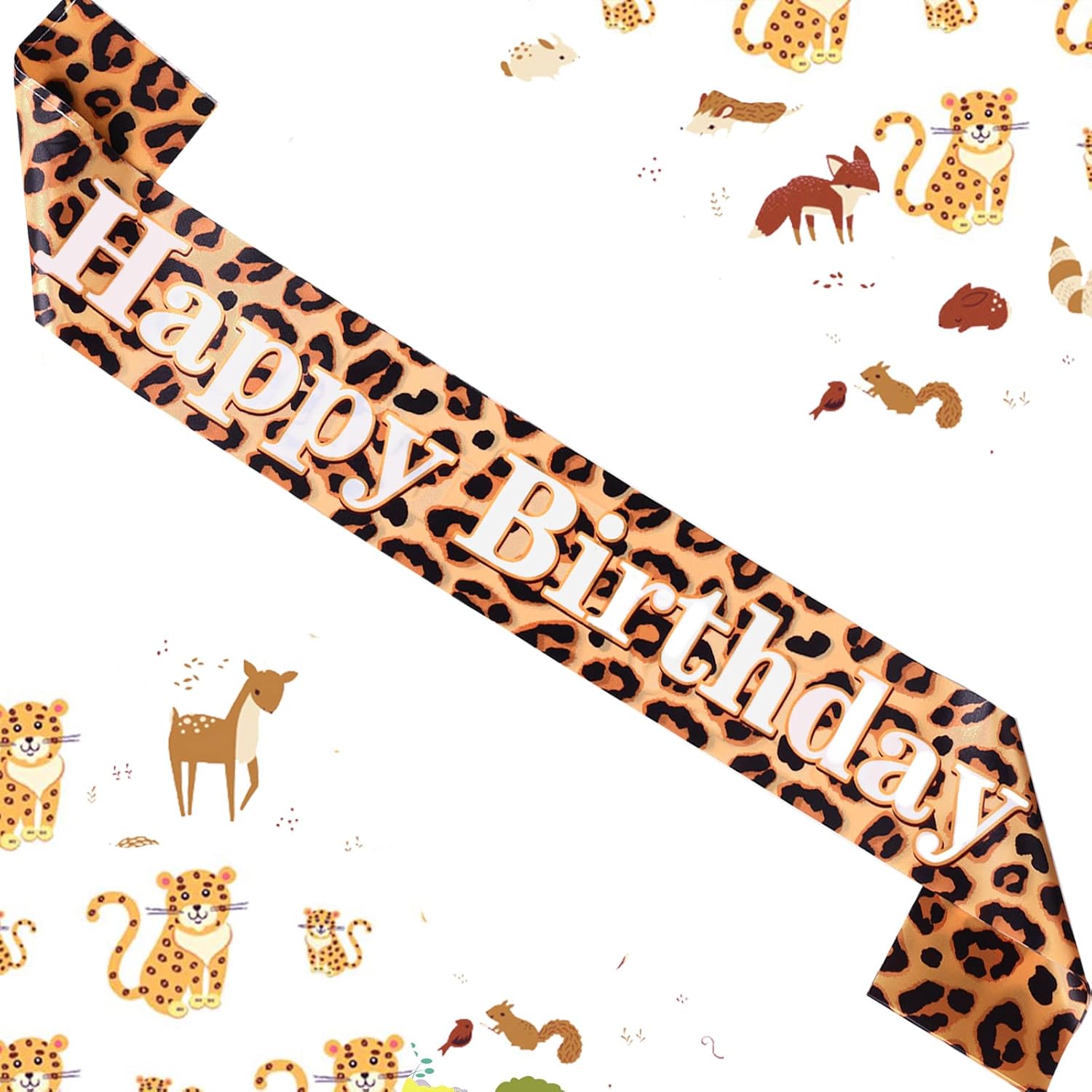 Science Of Happiness - Leopard Cheetah Happy Birthday Sash Leopard